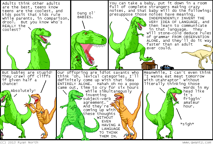 T-Rex expounding his version of the poverty of the stimulus argument