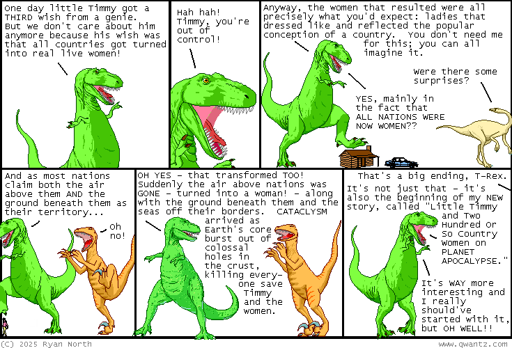 everyone who wasn't a Country Woman died, save for Timmy, of course, who the genie kept alive as part of some "be careful what you wish for" lesson!  But Timmy was already out of wishes, so what was this supposed to teach him, Utahraptor?  WHAT WAS LITTLE TIMMY TO LEARN??